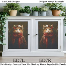 Rústico Gatito festivo, abrigo y bufanda ED7L Deco