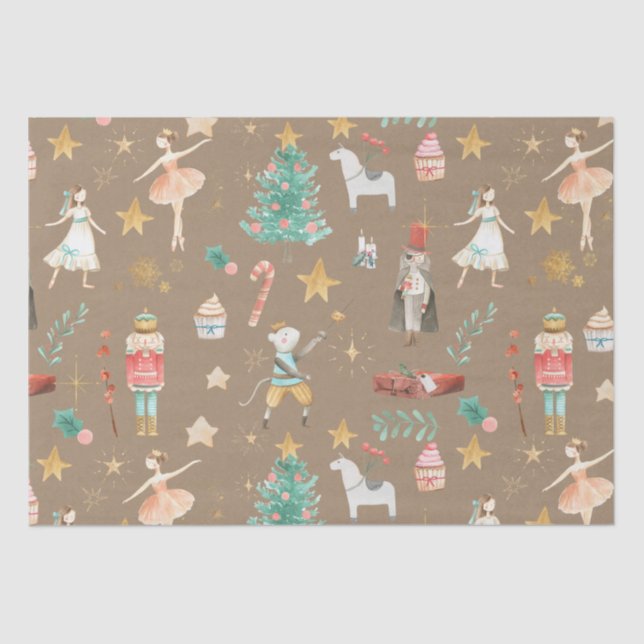 Papel De Seda Rústico Kraft Everything Nutcracker Navidades (Anverso)