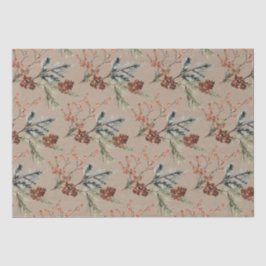 Papel De Seda Rústico Kraft Juniper Pine Cones Ilex Berries