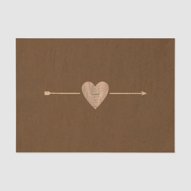 Papel De Seda Rustico Marrón Kraft Corazón Flecha Baby Shower Nu (Anverso)