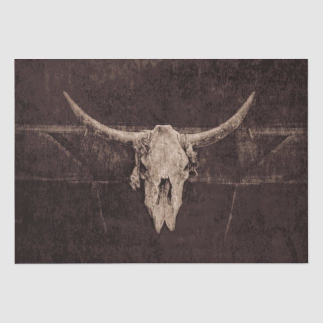 Papel De Seda Rústico Occidental Skull Brown País Viejo Beige  (Anverso)