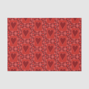 Papel De Seda Rústico Red Patchwork Heart Quilt