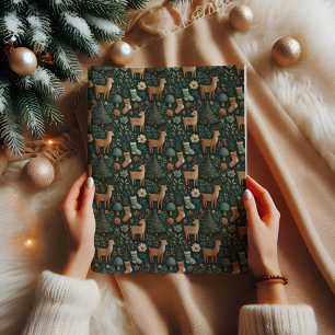 Papel De Seda Rústico y moderno Navidad de cerdos y pinos