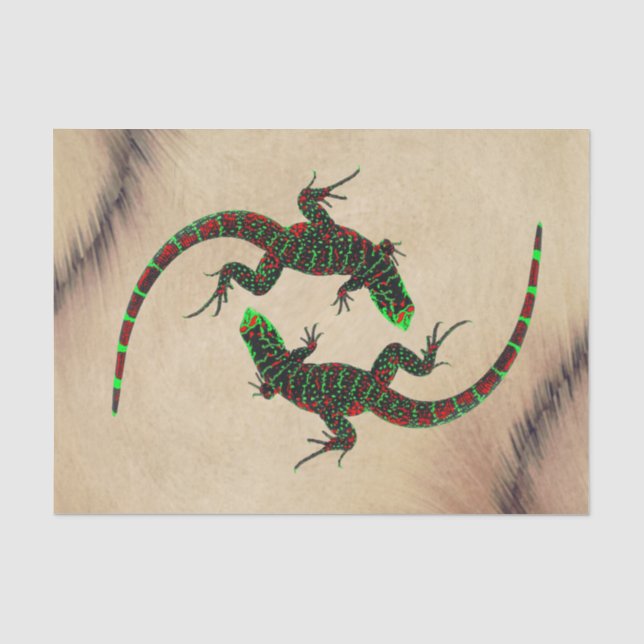 Papel De Seda Rústico Yin Yang Lizards (Anverso)
