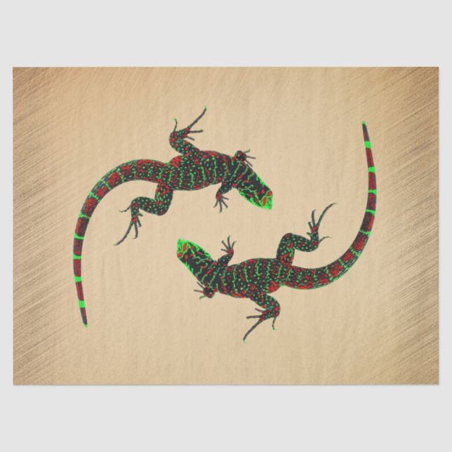 Papel De Seda Rústico Yin Yang Lizards (Anverso)