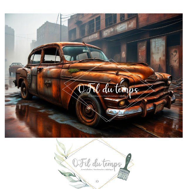 Papel De Seda Rusty old car no3 post-apocallyptic Tissue paper  (Subido por el creador)