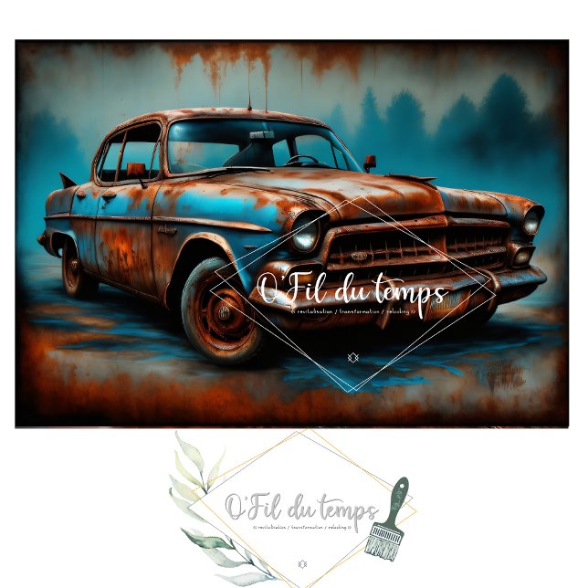 Papel De Seda Rusty old car post-apocallyptic Tissue paper  (Subido por el creador)