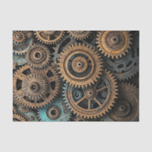 Papel De Seda Rusty Patina Gears - Steampunk Decoupage