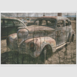 Papel De Seda Rusty Retro Car Vintage 20x30 Decoupage