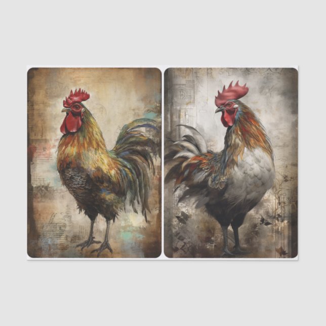 Papel De Seda Rusty Rooster (Anverso)