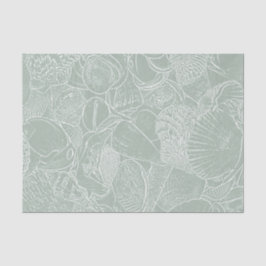 Papel De Seda Sabio Verde Marino de Conchas de Mar Decoupage Cos