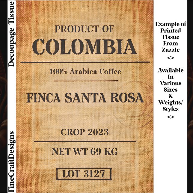 Papel De Seda Saco de Arpillera de Café Colombiano Rústico Decou (Subido por el creador)