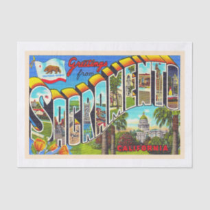 Papel De Seda Sacramento California CA Carta grande postal