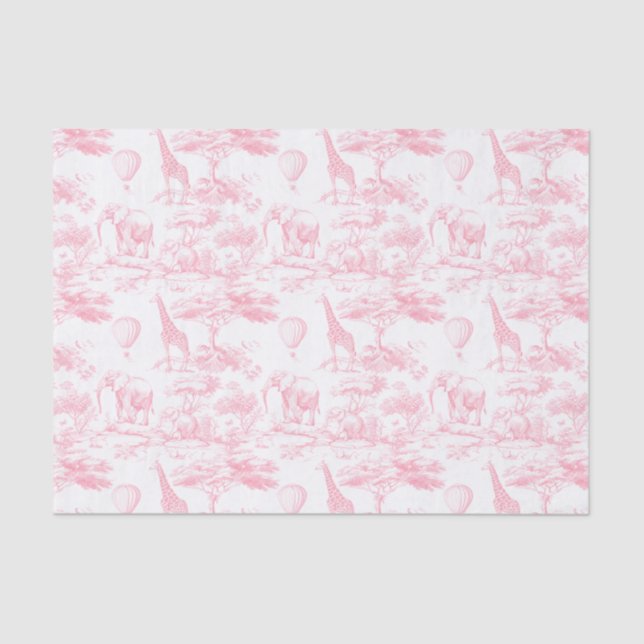 Papel De Seda Safari Animals Pink Toile de Jouy (Anverso)