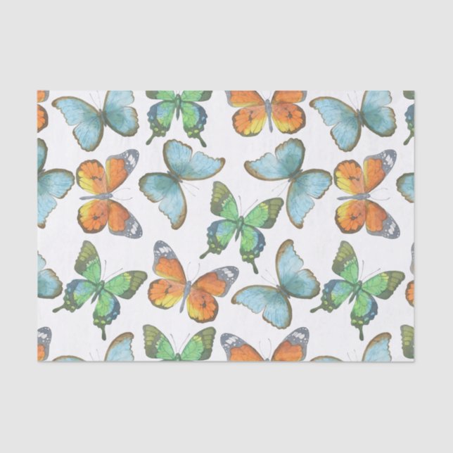 Papel De Seda Safari de la acuarela: Mariposas (Anverso)