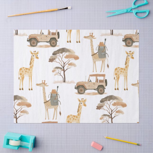 Papel De Seda Safari de selva con fiesta de cumpleaños de jirafa (Artesanía)