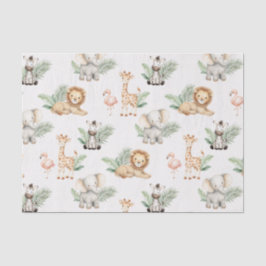 Papel De Seda Safari Elephant Giraffe Zebra Flamingo Lion Animal