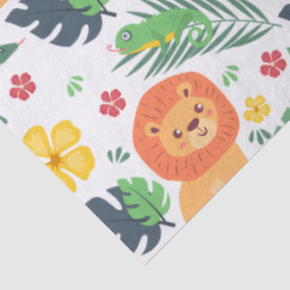 Papel De Seda Safari en la Jungla – Leones y Hojas