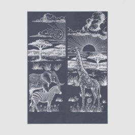 Papel De Seda Safari Toile, Baby Wild Adventure Navy