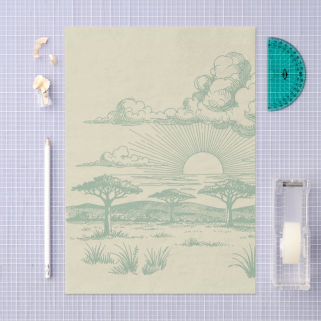 Papel De Seda Safari Toile, Baby Wild Adventure Scene Green (Artesanía)