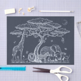 Papel De Seda Safari Toile, Navy Baby Wild Adventure Boho 