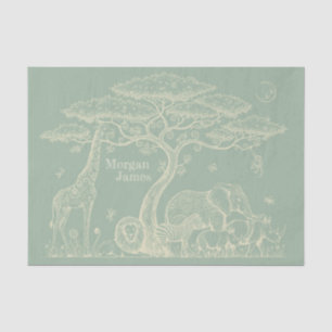 Papel De Seda Safari Toile, Verde bebé neutro Boho Aventura