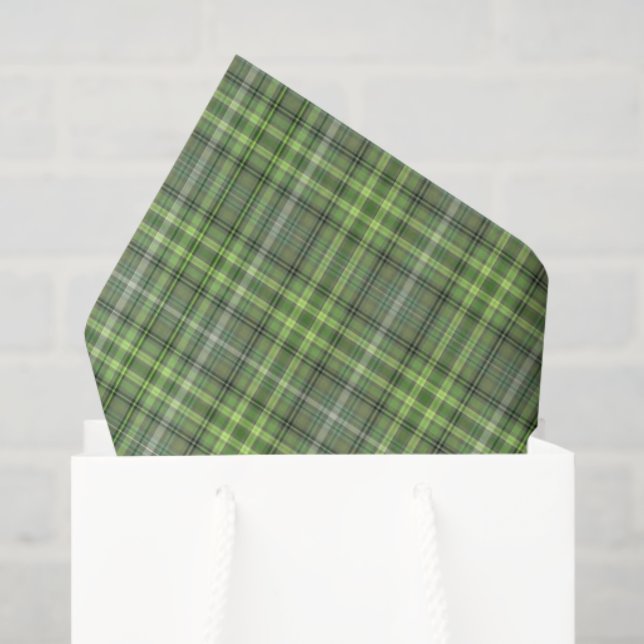 Papel De Seda Sage and Olive Plaid (Bolsa de regalo)