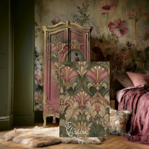 Papel De Seda Sage Blush Arte Nuevo Abanico Patrón Damask