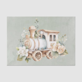 Papel De Seda Sage Floral Train Boy regalo de Baby Shower