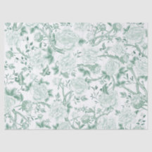 Sage Green Chinoiserie Porcelain Floral Decoupage