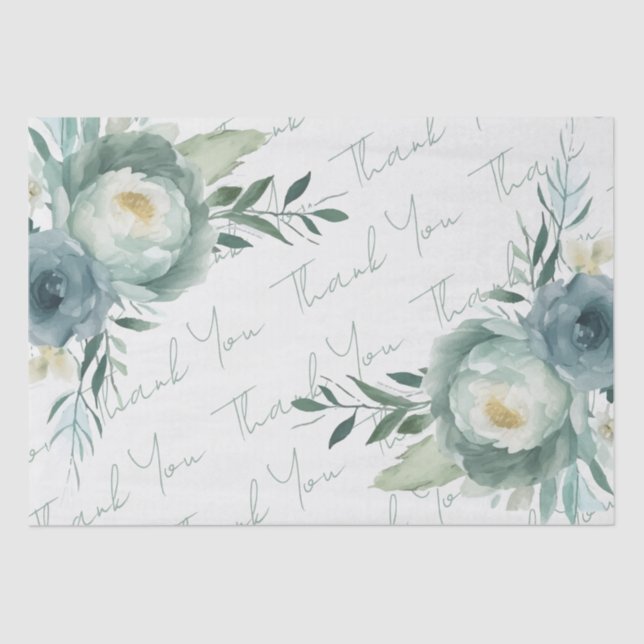 Papel De Seda Sage Green Floral Boda (Anverso)