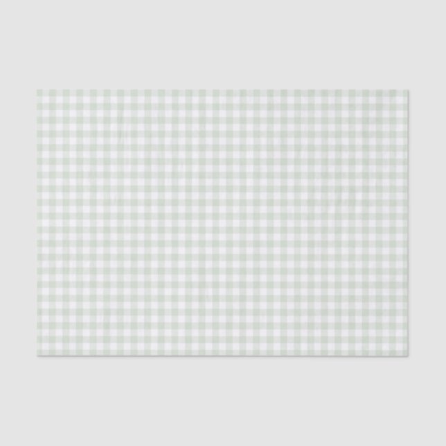 Papel De Seda Sage Green Gingham Baby Shower (Anverso)