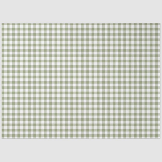 Papel De Seda Sage Green Gingham Neutral Elegant Checks Patrón (Anverso)