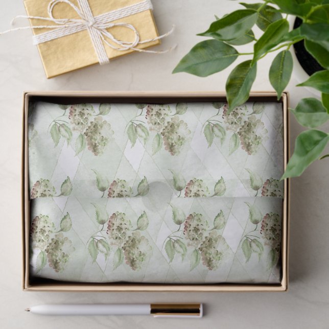 Papel De Seda Sage Green Hydrangea Tissue Paper (Regalo )