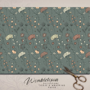 Papel De Seda Sage Green Meadow florece en flor eterna