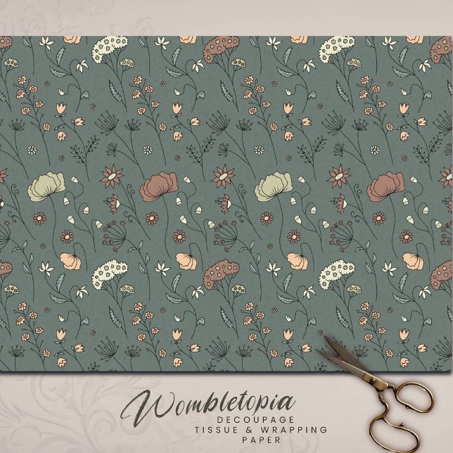 Papel De Seda Sage Green Meadow florece en flor eterna (Subido por el creador)