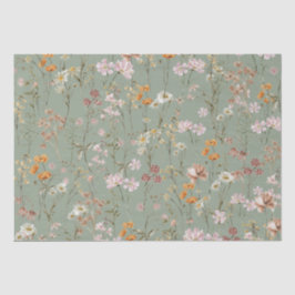 Papel De Seda Sage Green Wildflower Boho Bloom Garden Boho