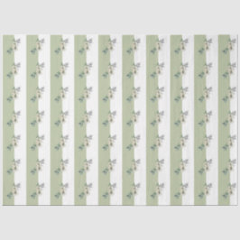 Papel De Seda Sage Verde Floral Rayas Beige