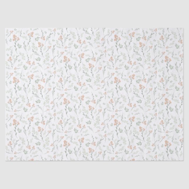 Papel De Seda Sage Watercolor Wildflower Floral (Anverso)