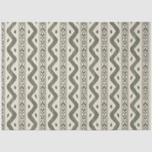 Papel De Seda Sage y Ikat de Oliva, Fondo Crema