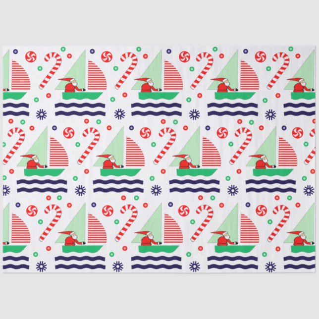 Papel De Seda Sailing Nautical Christmas Holiday Gift (Anverso)