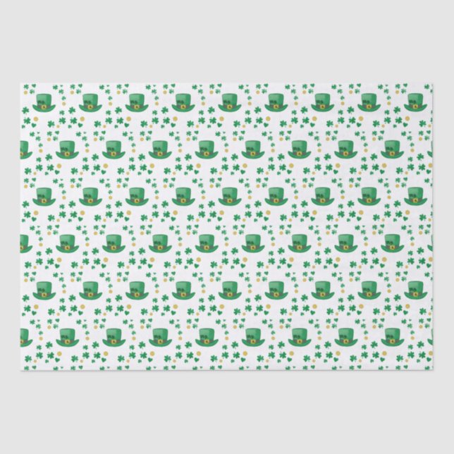 Papel De Seda Saint Patrick's Lucky Leprechaun, Moneda y Clovers (Anverso)