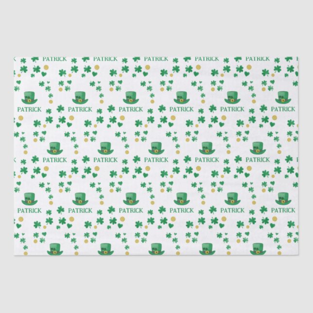 Papel De Seda Saint Patricks Personalizado Leprechaun Clover (Anverso)