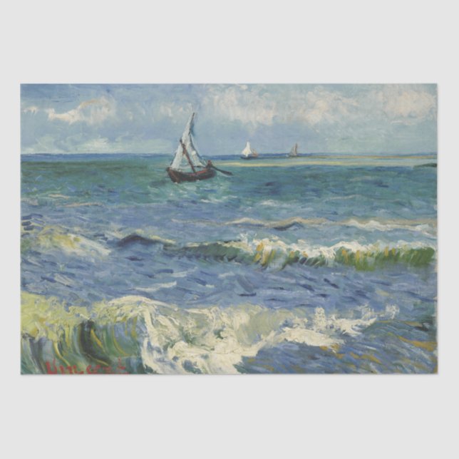 Papel De Seda Saintes-Maries-de-la-Mer de Les del paisaje marino (Anverso)