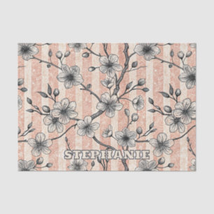 Papel De Seda Sakura con flores de cerezo elegante - rosa y blan