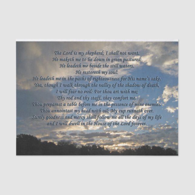 Papel De Seda Salmo 23 Bella Biblia Verse Cristiano (Anverso)
