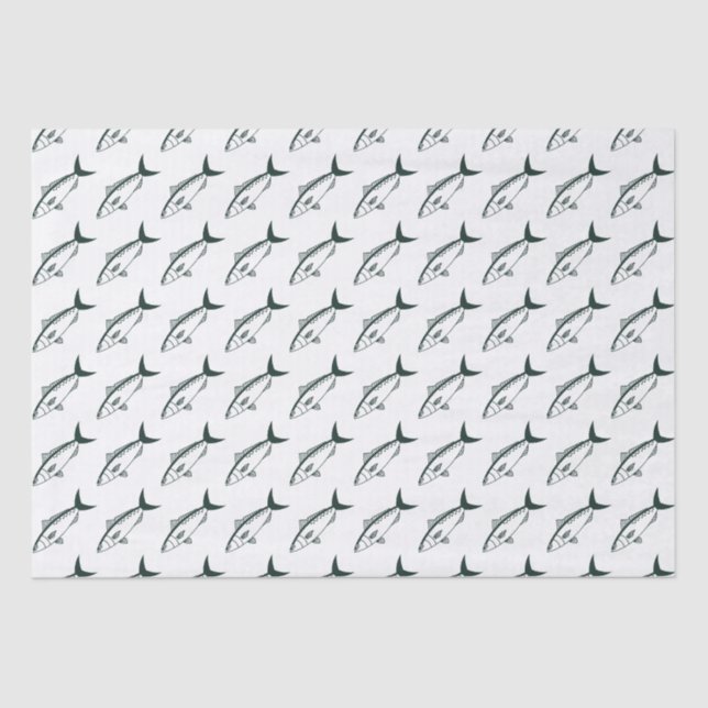 Papel De Seda Salmón australiano en Carreras verde y blanco (Anverso)