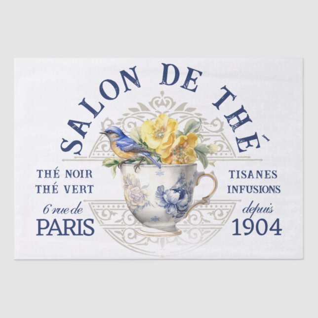 Papel De Seda Salon de Thé Tearoom Despacho francés de té de páj (Anverso)