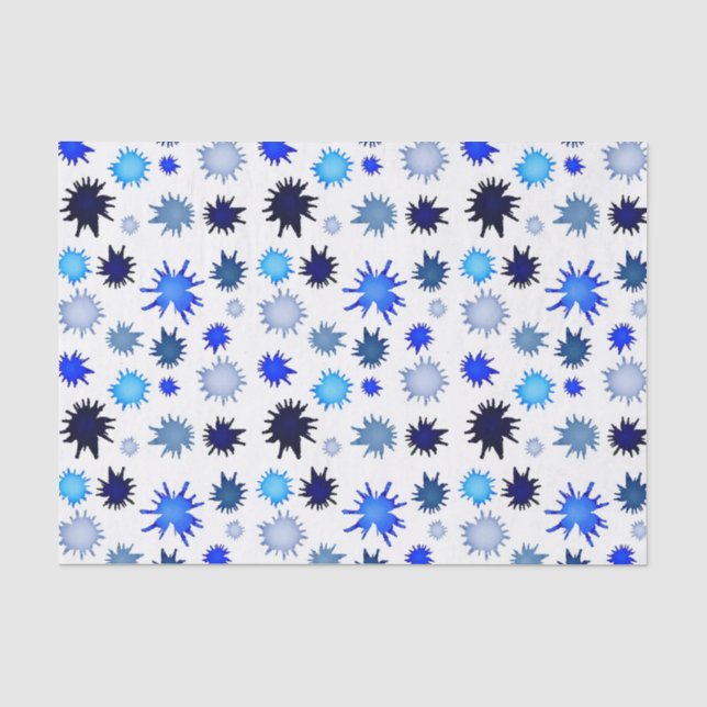 Papel De Seda Salpicadura de pintura en patrón azul (Anverso)