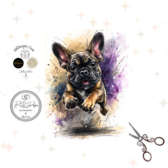 Papel De Seda Salpicaduras de acuarela decoupage Frenchie Bulldo (Subido por el creador)